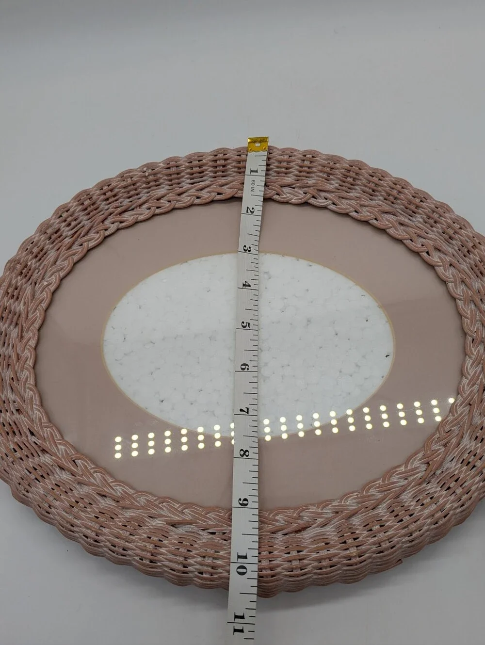 Vintage Pink Wicker Oval Picture Frame